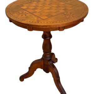 Mesa de juego redonda con tapa de marquetería