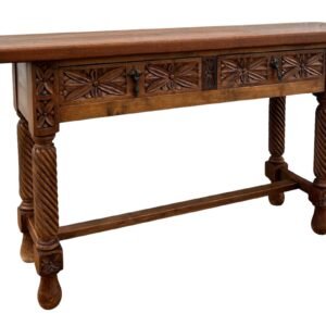 Consola española castellana con cajones y patas torneadas, década de 1890