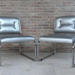 Conjunto De Sillas Art Deco Italianas De Cuero, 1960