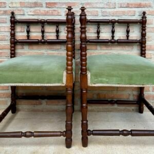 Sillas de esquina francesas de mediados de siglo, década de 1940, juego de 2