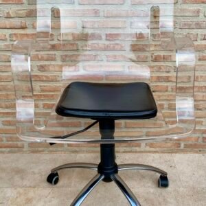 Silla giratoria acrílica con ruedas, década de 1960