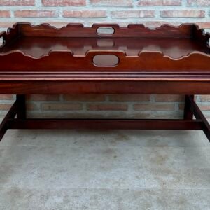 Mesa de centro de madera de principios del siglo XX con bandeja grande extraíble, 1924, juego de 2