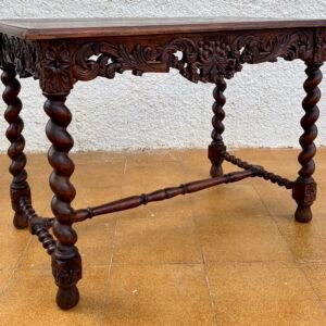 Escritorio de mesa de sofá de roble bretón francés Luis XIV del siglo XIX, década de 1890