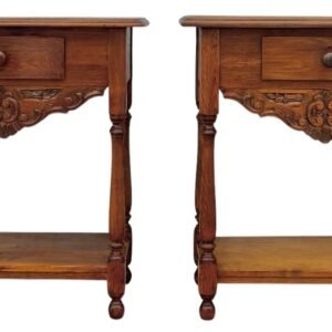 Mesitas de noche de roble con cajones, década de 1920, juego de 2