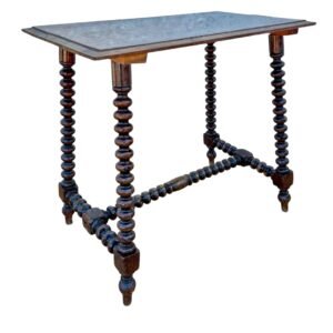 Mesa auxiliar española vintage con patas torneadas, década de 1920