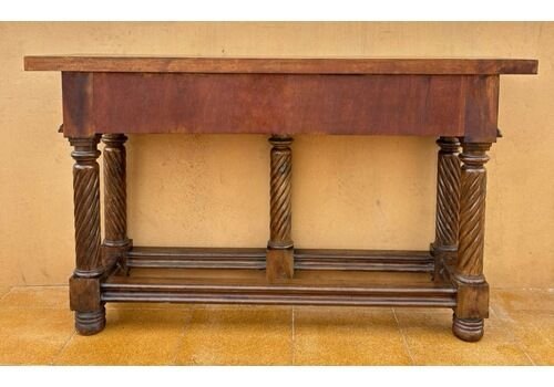 Consola Española Neorrenacentista en Nogal Tallado, Siglo XIX - Imagen 4