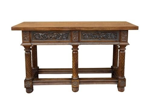 Consola Española Neorrenacentista en Nogal Tallado, Siglo XIX